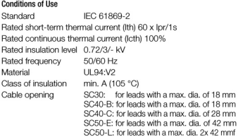 分裂鐵芯電流互感器 SC40-B 、SC50-E產品系列參數